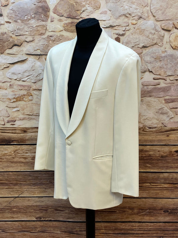 „Elegante cremefarbene Dinner Jacke mit Schalkragen Vintage Herren Sakko festlich Größe 52“