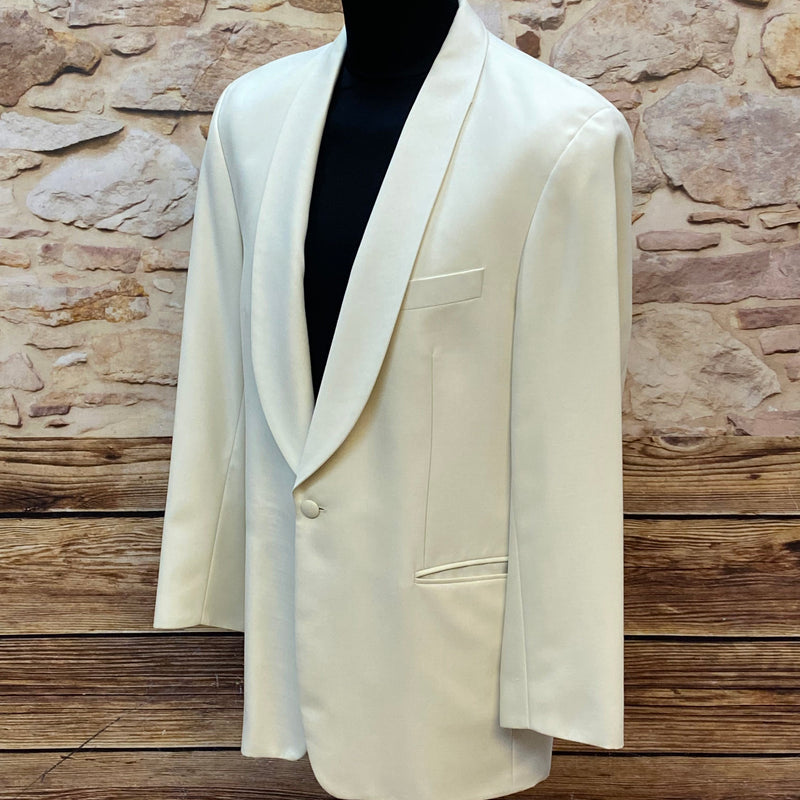 „Elegante cremefarbene Dinner Jacke mit Schalkragen Vintage Herren Sakko festlich Größe 52“