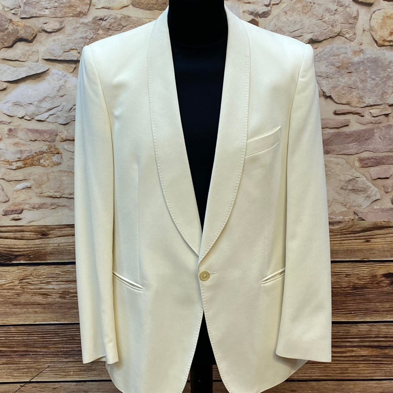 „Vintage Dinner Jacke creme Schurwolle Smoking Sakko Hochzeit elegant Herren“