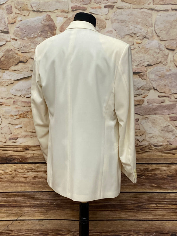 „Rückansicht Vintage Dinner Jacket Herren creme Wilvorst Hochzeitsmode“