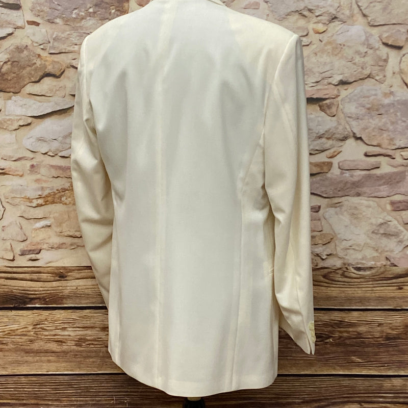 „Rückansicht Vintage Dinner Jacket Herren creme Wilvorst Hochzeitsmode“