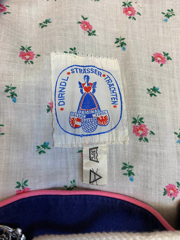 Vintage Salzburger Dirndl Gr. 36 - Blau mit Schnürung, Bluse & rosa Schürze, Ansicht 7