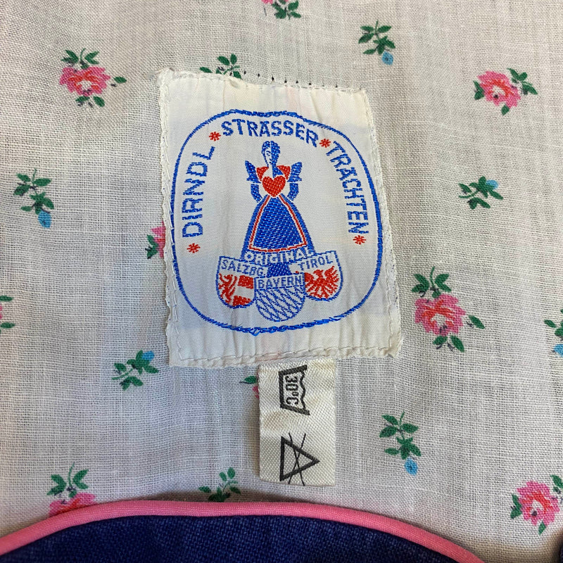 Vintage Salzburger Dirndl Gr. 36 - Blau mit Schnürung, Bluse & rosa Schürze, Ansicht 7