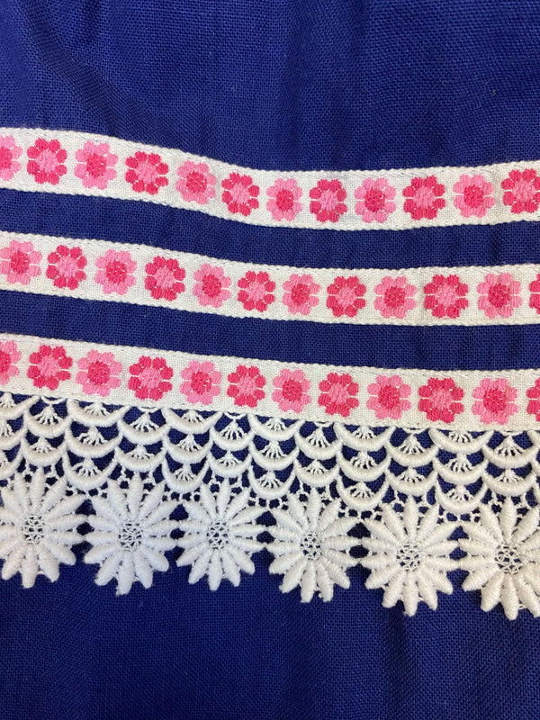 Vintage Salzburger Dirndl Gr. 36 - Blau mit Schnürung, Bluse & rosa Schürze, Ansicht 9