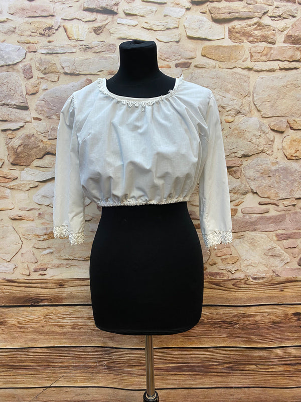 Vintage Dirndl Gr. 46/48 Dunkelblau bestickt mit Bluse & rosa Spitzenschürze, Ansicht 5