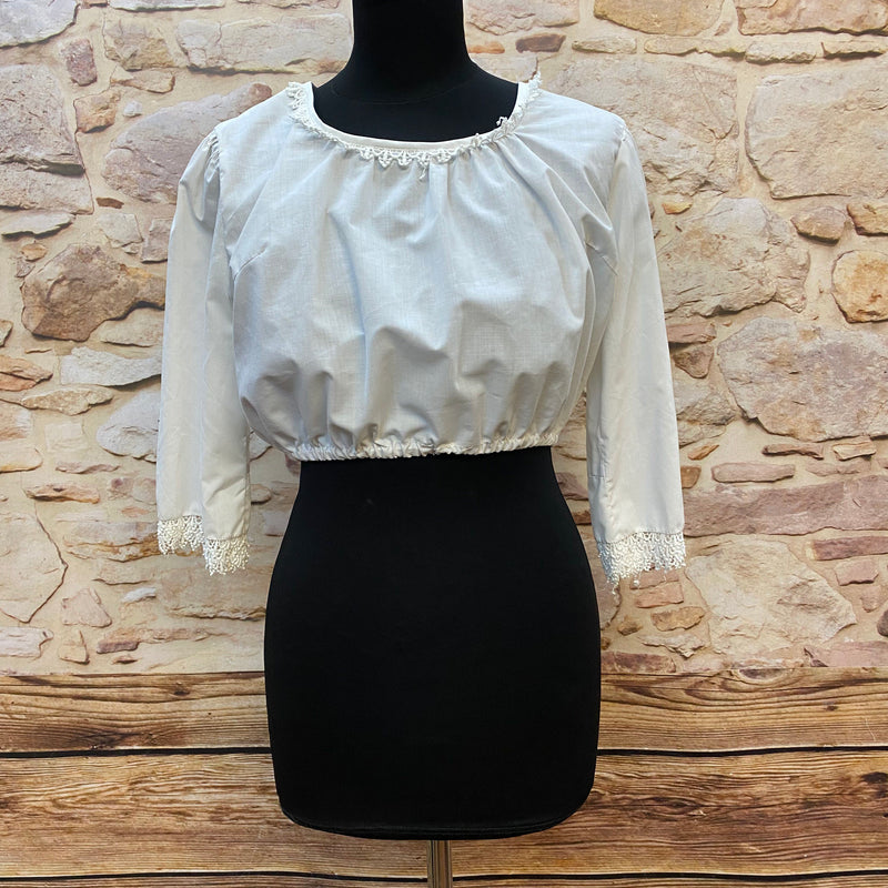 Vintage Dirndl Gr. 46/48 Dunkelblau bestickt mit Bluse & rosa Spitzenschürze, Ansicht 5