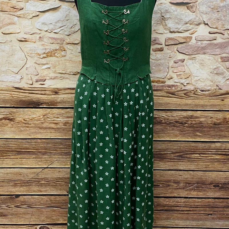 „Vintage Dirndl grün lang Gössle Trachtenkleid Damen Baumwolle“