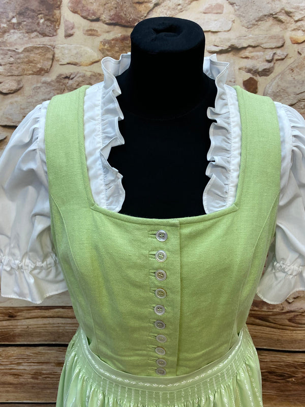 Vintage Dirndl hellgrün Gr. 42 – 3-teilig mit Bluse & Schürze