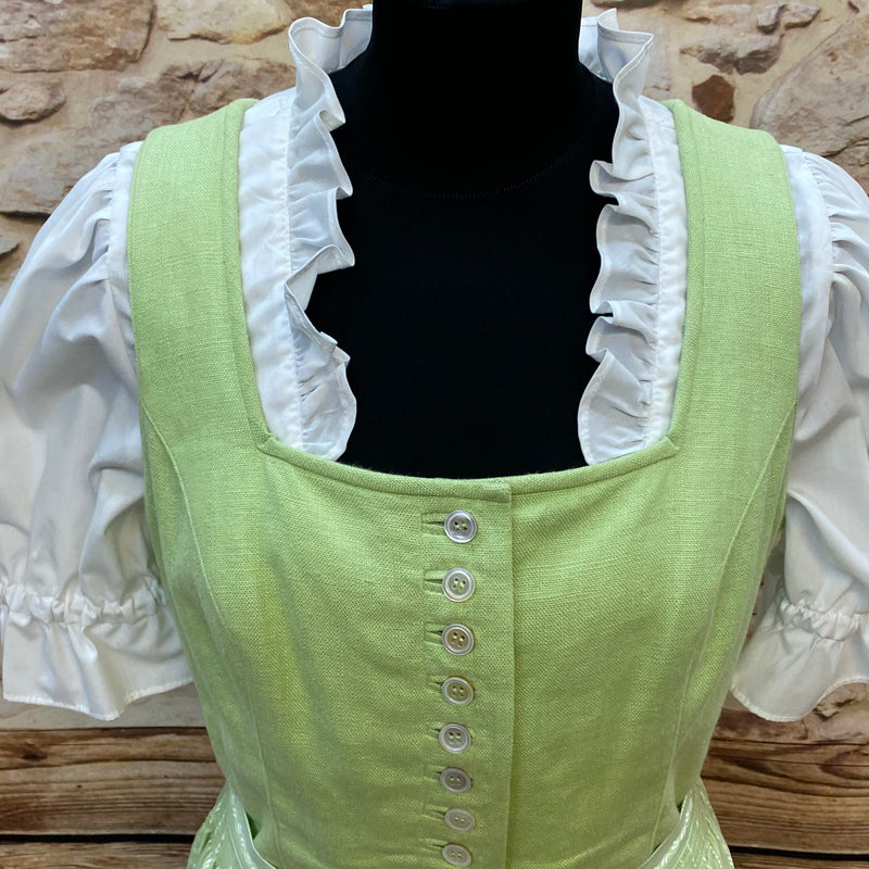 Vintage Dirndl hellgrün Gr. 42 – 3-teilig mit Bluse & Schürze