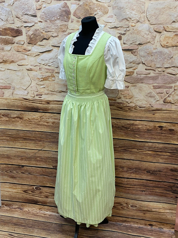 Vintage Dirndl hellgrün Gr. 42 – 3-teilig mit Bluse & Schürze