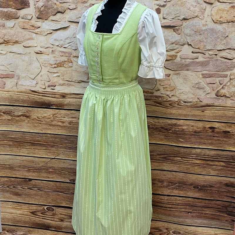 Vintage Dirndl hellgrün Gr. 42 – 3-teilig mit Bluse & Schürze
