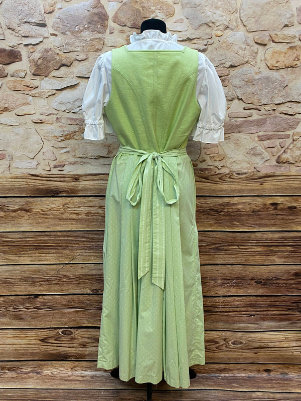 Vintage Dirndl hellgrün Gr. 42 – 3-teilig mit Bluse & Schürze