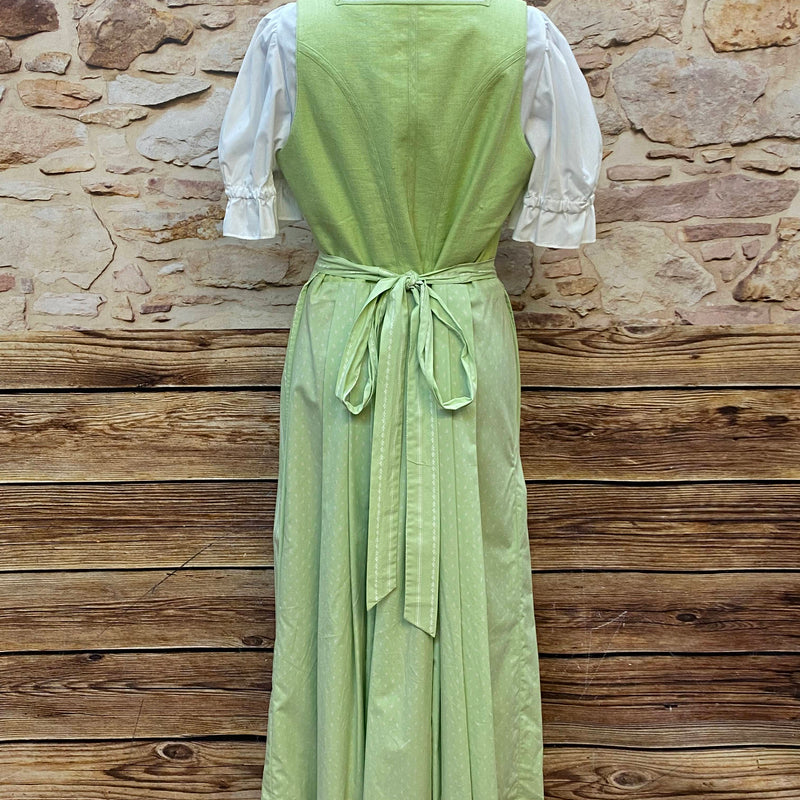 Vintage Dirndl hellgrün Gr. 42 – 3-teilig mit Bluse & Schürze