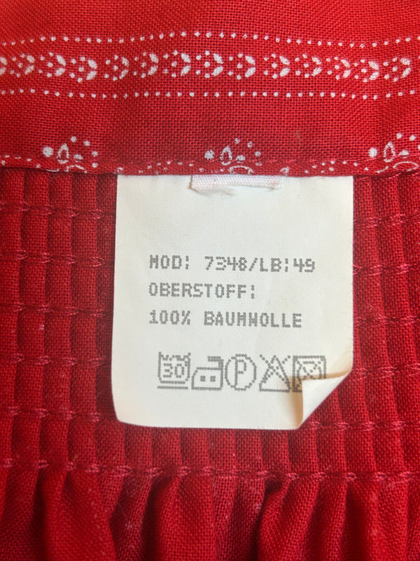 Vintage Dirndl-Schürze Rot, Länge 88 cm