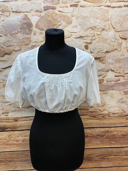 Vintage Dirndlbluse Weiß (ca. Gr. 42), 1980er/90er