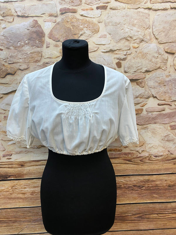 Vintage Dirndlbluse Weiß (ca. Gr. 42), 1980er/90er