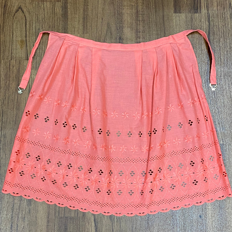 Dirndl-Schürze Damen – Lachsfarben, Baumwolle, Lochmuster, vintage