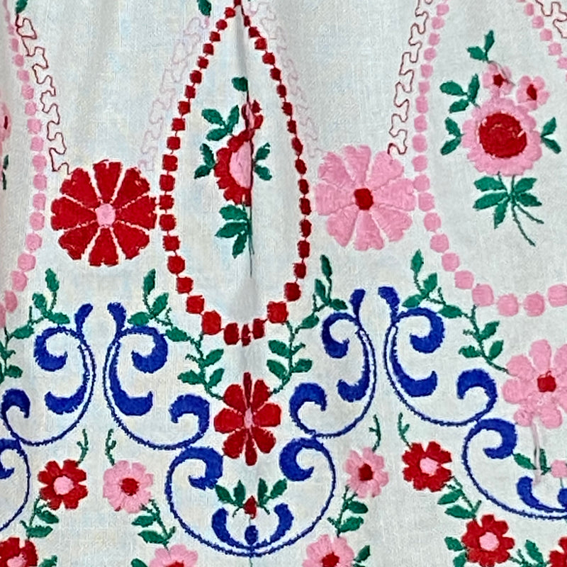 Dirndl-Schürze Damen – Weiß, handbestickt, 47 cm, Baumwolle, vintage
