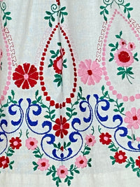 Dirndl-Schürze Damen – Weiß, handbestickt, 47 cm, Baumwolle, vintage