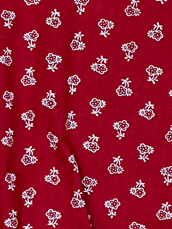 Dirndl-Schürze Damen – Rot mit weißen Blümchen, 59 cm, Baumwoll-Mischgewebe, vintage