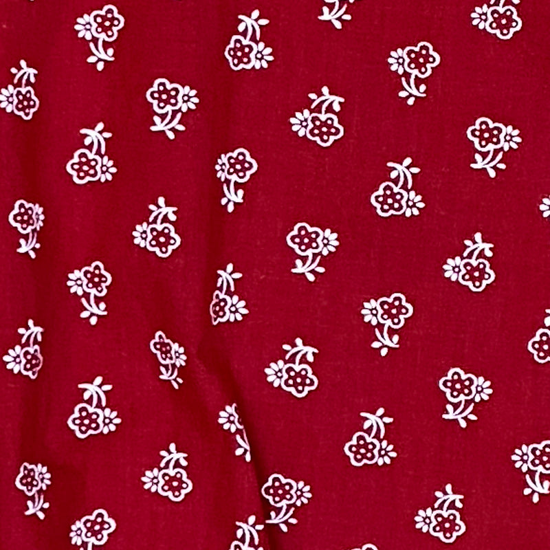 Dirndl-Schürze Damen – Rot mit weißen Blümchen, 59 cm, Baumwoll-Mischgewebe, vintage