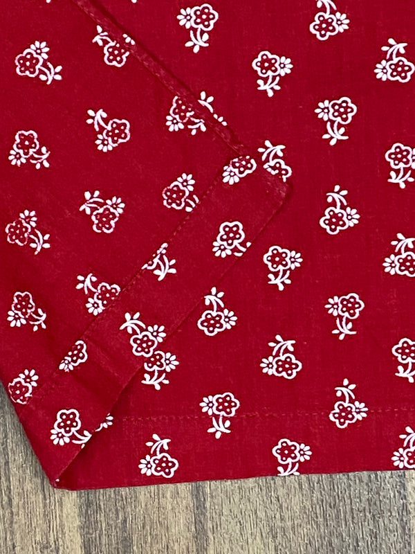 Dirndl-Schürze Damen – Rot mit weißen Blümchen, 59 cm, Baumwoll-Mischgewebe, vintage