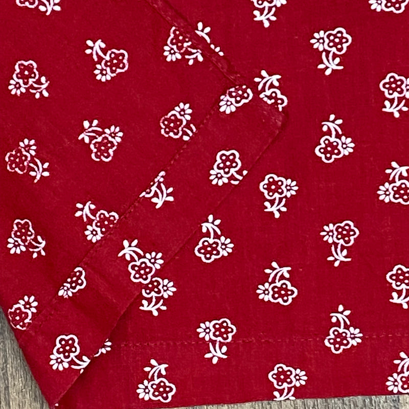 Dirndl-Schürze Damen – Rot mit weißen Blümchen, 59 cm, Baumwoll-Mischgewebe, vintage