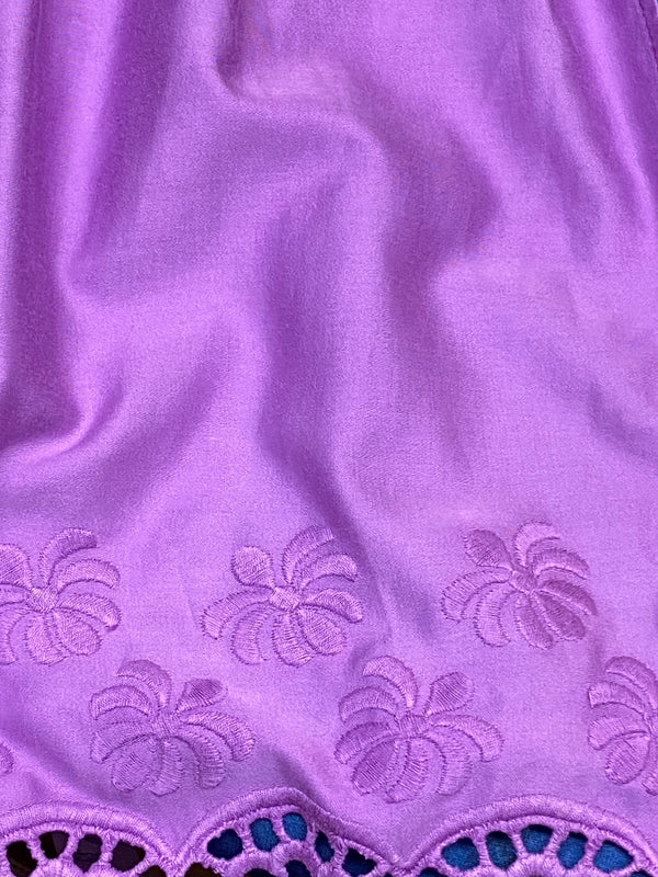 Vintage Dirndlschürze Trachten-Schürze in Lila Länge  61 cm