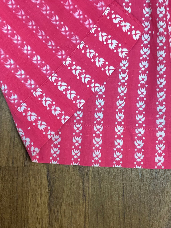 Dirndl-Schürze Damen – Rosa mit weißen Ranken, 63 cm, Baumwoll-Mischgewebe, vintage