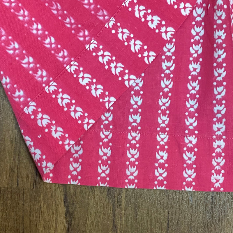 Dirndl-Schürze Damen – Rosa mit weißen Ranken, 63 cm, Baumwoll-Mischgewebe, vintage