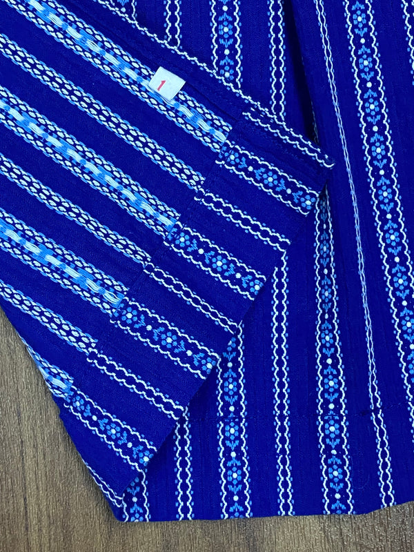 Dirndl-Schürze Damen – Blau mit weißen & hellblauen Blumenranken, 67 cm, Baumwolle, vintage, Gr. M
