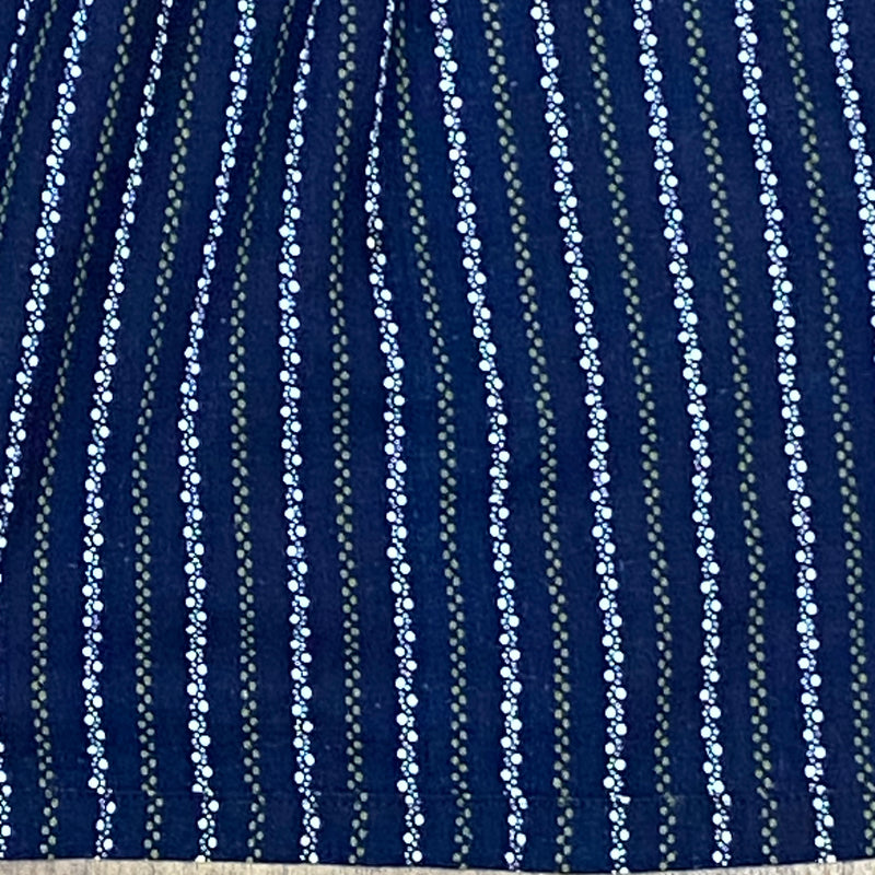 Dirndl-Schürze Damen – Dunkelblau mit grün-weißem Streifenmuster, 69 cm, Baumwoll-Mischgewebe, vintage