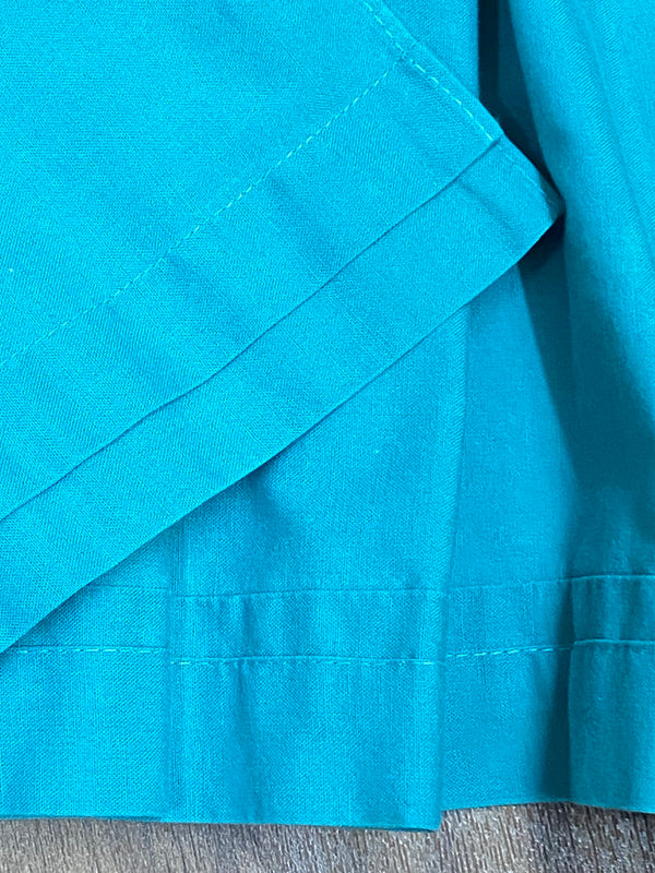 Dirndl-Schürze Damen – Türkis (Blau/Grün), Uni, 70 cm, Baumwoll-Mischgewebe, vintage