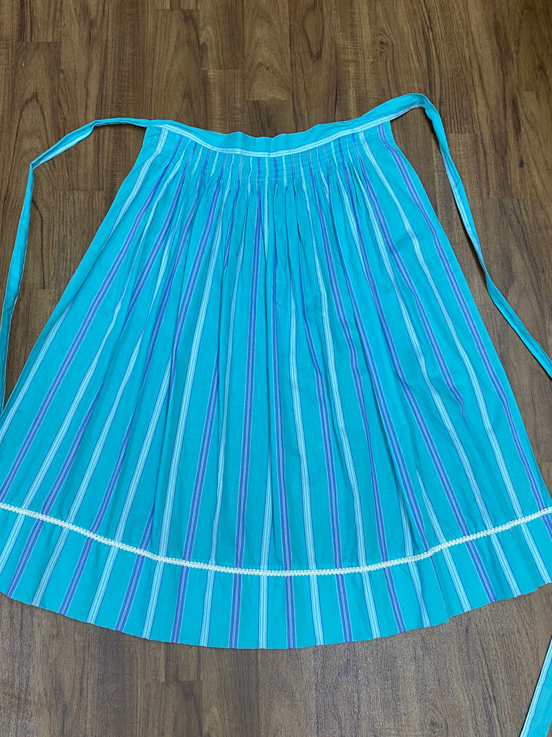 Mittellange Hammerschmid-Schürze für Vintage-Dirndl Blau/Grün, Türkis Länge 73 cm