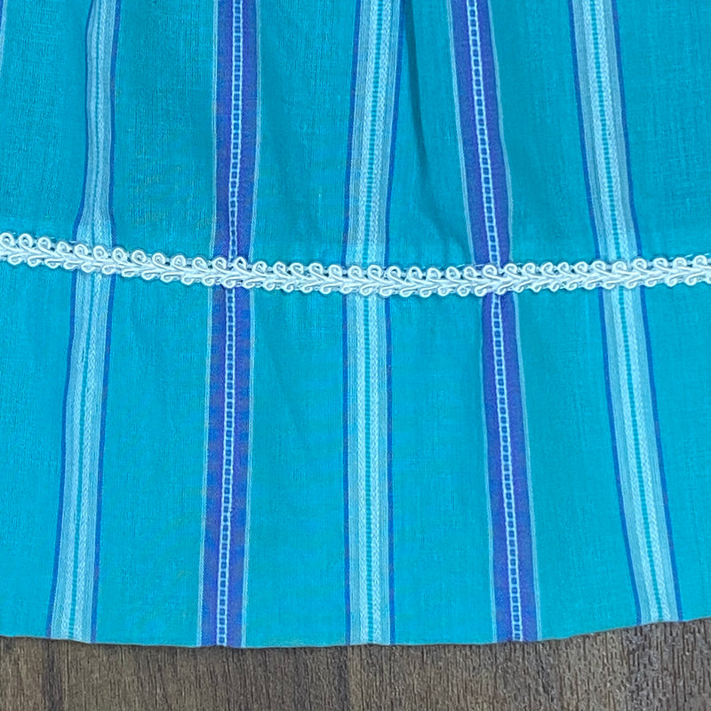 Dirndl-Schürze Damen – Türkis/Blaugrün, gestreift, 73 cm, Baumwolle, Hammerschmid, vintage
