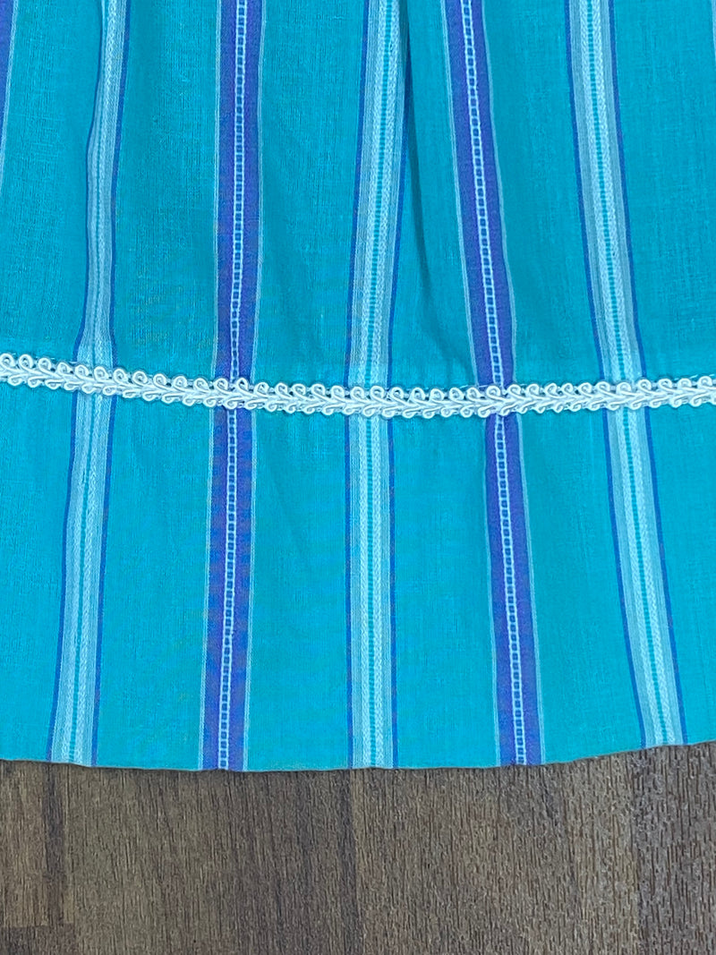 Dirndl-Schürze Damen – Türkis/Blaugrün, gestreift, 73 cm, Baumwolle, Hammerschmid, vintage