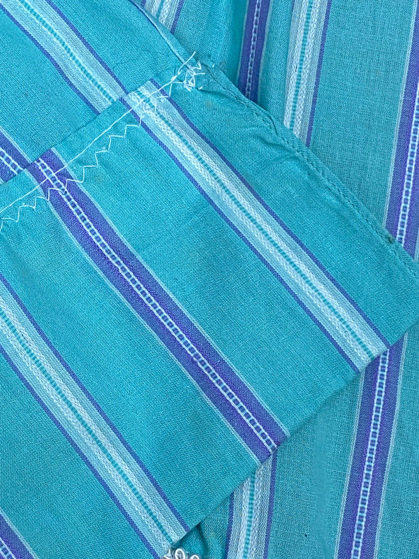 Dirndl-Schürze Damen – Türkis/Blaugrün, gestreift, 73 cm, Baumwolle, Hammerschmid, vintage