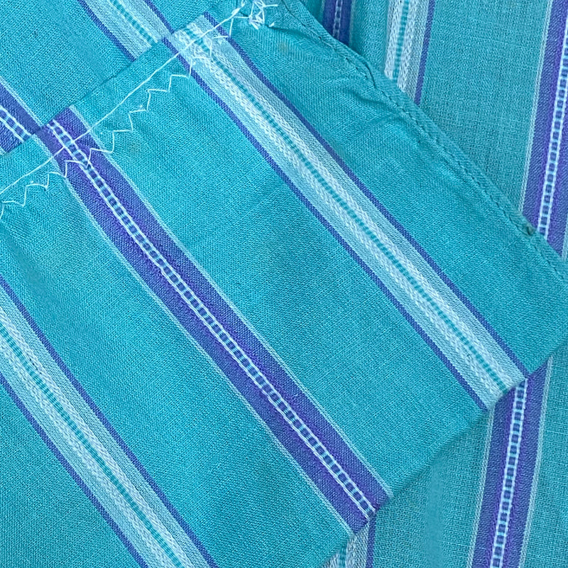 Dirndl-Schürze Damen – Türkis/Blaugrün, gestreift, 73 cm, Baumwolle, Hammerschmid, vintage