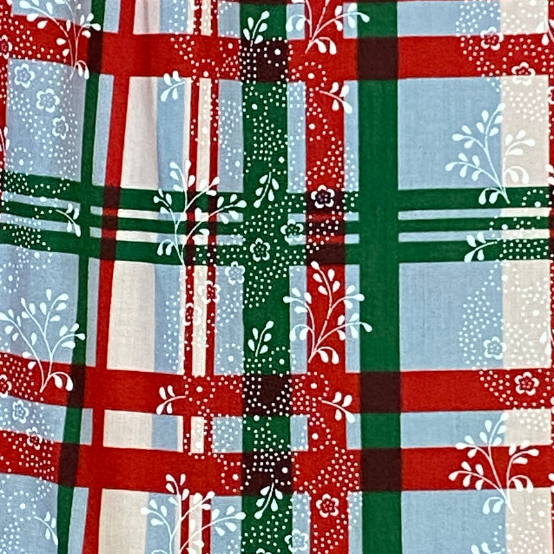 Dirndl-Schürze Mädchen – Größe 152, kariert in Rot/Grün/Hellblau, 74 cm, Baumwoll-Mix, vintage