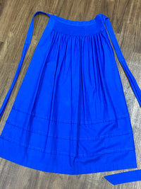 Lange Vintage Dirndlschürze für Dirndl oder Trachtenkleid in blau 77 cm lang