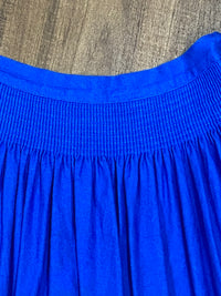 Lange Vintage Dirndlschürze für Dirndl oder Trachtenkleid in blau 77 cm lang