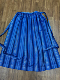 Long tablier vintage dirndl pour robe traditionnelle en bleu à motifs 85 cm 