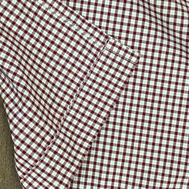 Vintage Dirndlschürze – Länge 89 cm – Weinrot kariert