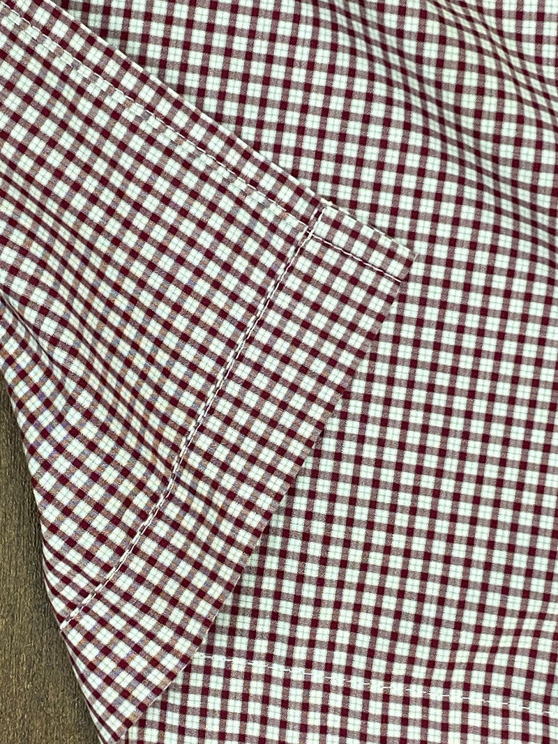Vintage Dirndlschürze – Länge 89 cm – Weinrot kariert
