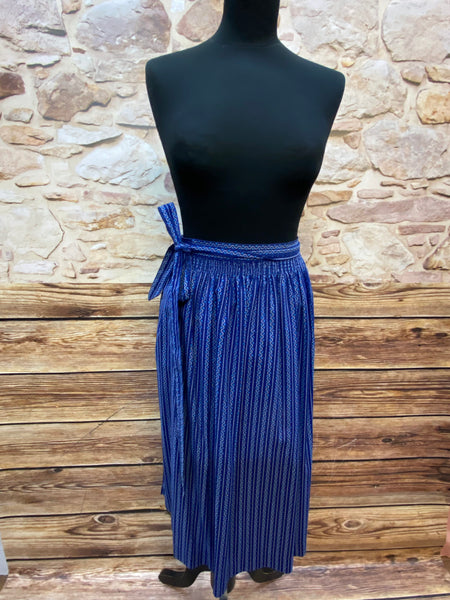 „vintage dirndlschürze blau weiß muster baumwolle“
