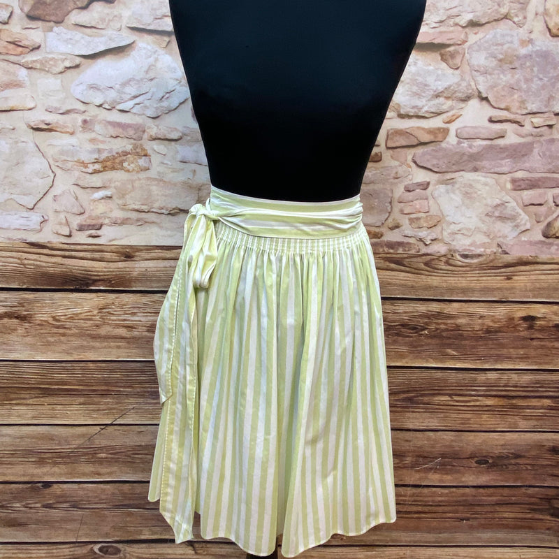 „vintage dirndlschürze krüger hellgrün weiß gestreift baumwolle“
