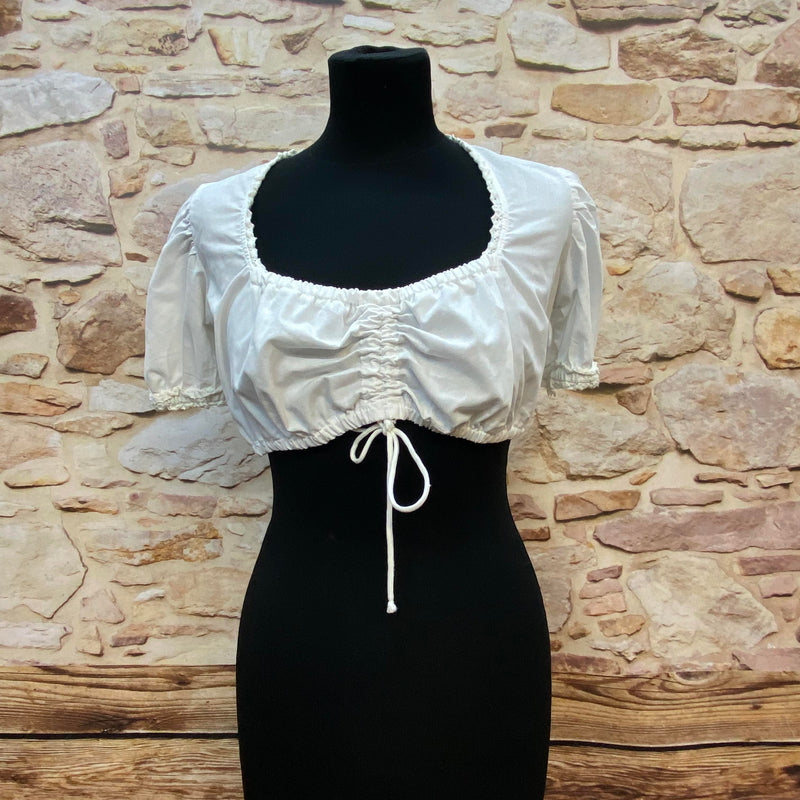 Vintage Dirndl Gr. 40 dunkelblau mit Rosenstickerei, Bluse & rosa Schürze