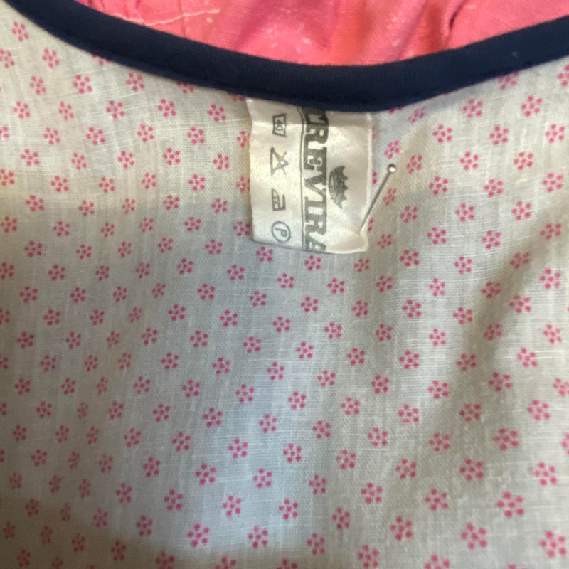 Vintage Dirndl Gr. 40 dunkelblau mit Rosenstickerei, Bluse & rosa Schürze