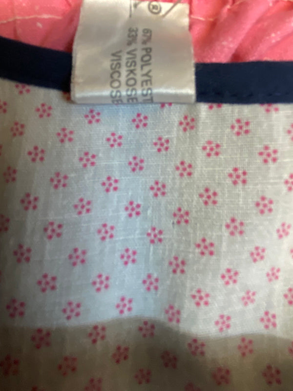 Vintage Dirndl Gr. 40 dunkelblau mit Rosenstickerei, Bluse & rosa Schürze