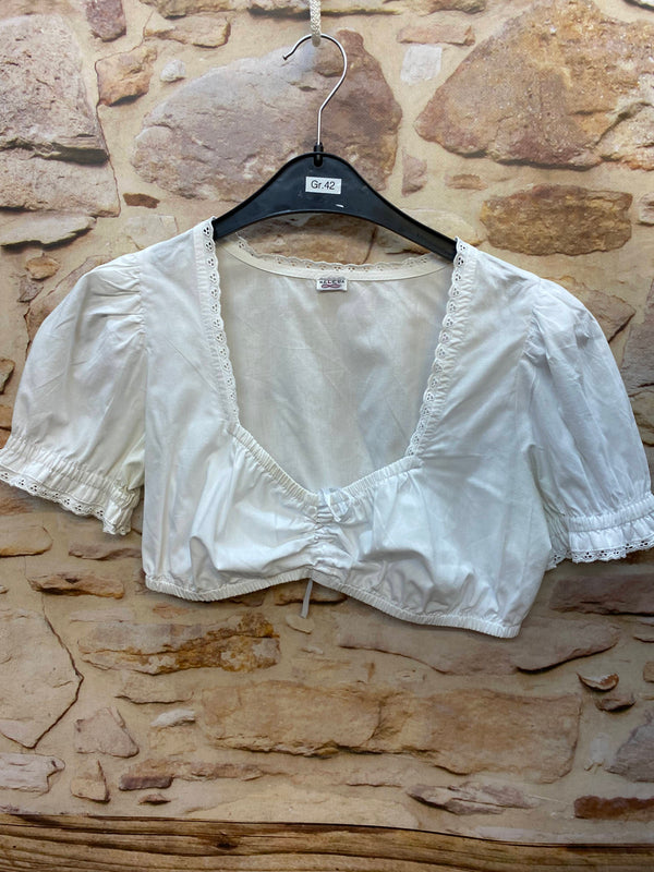 Vintage Dirndl Gr. 42 Blau mit Rosenstickerei, Bluse & pinker Schürze, Ansicht 5